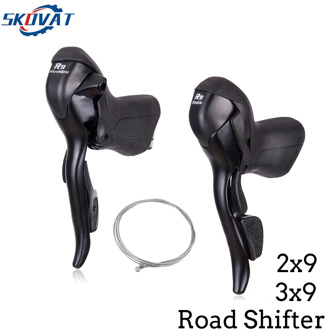 1 Pair R9 Road Bicycle Shifter 2x9 3x9 Double Trip 9 Speed 9s 18s 27s Brake Levers Bicycle Derailleur Parts