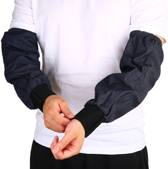 1 Pair Welding Arm Sleeves Denim Working Sleeves Cut Resistant Heat Safety Work for Welding Cutting Hand Arm Guard Protection