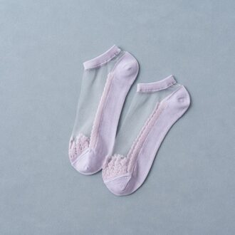 1 Pair Women Socks Summer Flower Lace Ankle Socks Soft Silk Thin Transparent Socks Solid Cute Socks 6