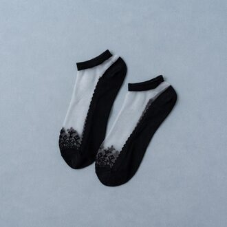 1 Pair Women Socks Summer Flower Lace Ankle Socks Soft Silk Thin Transparent Socks Solid Cute Socks