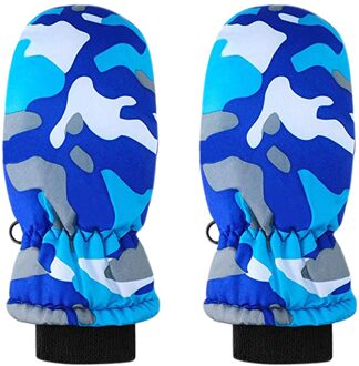 1 Pairs Peuter Kids Baby Jongens Meisjes Ski Handschoenen Waterdichte Warme Snowboarden Ski Handschoenen Sneeuw Wanten Kids Winter Handschoenen Guantes blauw