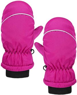1 Pairs Waterdichte Peuter Baby Winter Skiën Sneeuw Wanten Kids Outdoor Lijn Wanten Koude Proof En Waterdicht Kind Wanten heet roze