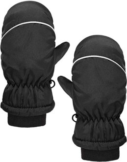 1 Pairs Waterdichte Peuter Baby Winter Skiën Sneeuw Wanten Kids Outdoor Lijn Wanten Koude Proof En Waterdicht Kind Wanten zwart