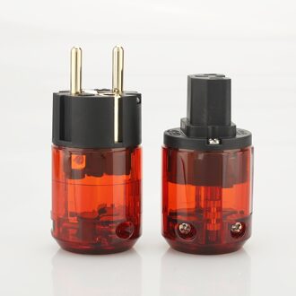 1 pairX P-046E Vergulde EUR Plug & C-046 IEC Connector hifi power plug extension adapter
