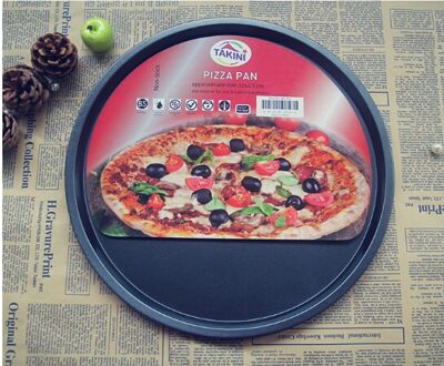 1 PC 12 inch Carbon Staal Pizza Pan Non Stick Ronde Plaat Cake Pizza Lade Bakken Roosteren Mal Vormlosproces bakvormen JC 0503