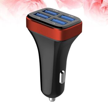 1 Pc 2.4A 4 Usb Poorten Socket Multi Functie Auto Telefoon Oplader (Zwart En Zilver) zoals getoond 1