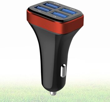 1 Pc 2.4A 4 Usb Poorten Socket Multi Functie Auto Telefoon Oplader (Zwart En Zilver) zoals getoond 1