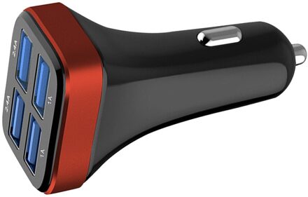 1 Pc 2.4A 4 Usb Poorten Socket Multi Functie Auto Telefoon Oplader (Zwart En Zilver) zoals getoond 1