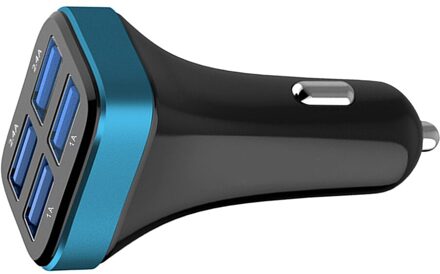 1 Pc 2.4A 4 Usb Poorten Socket Multi Functie Auto Telefoon Oplader (Zwart En Zilver) zoals getoond 2