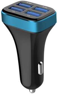 1 Pc 2.4A 4 Usb Poorten Socket Multi Functie Auto Telefoon Oplader (Zwart En Zilver) zoals getoond 2