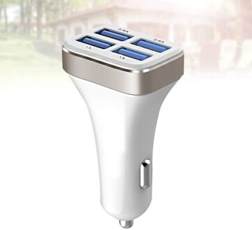 1 Pc 2.4A 4 Usb Poorten Socket Multi Functie Auto Telefoon Oplader (Zwart En Zilver) zoals getoond 3