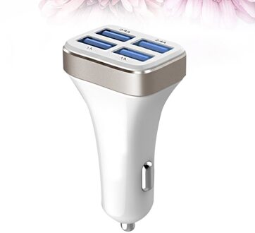 1 Pc 2.4A 4 Usb Poorten Socket Multi Functie Auto Telefoon Oplader (Zwart En Zilver) zoals getoond 3