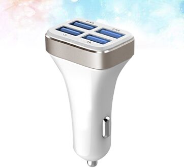 1 Pc 2.4A 4 Usb Poorten Socket Multi Functie Auto Telefoon Oplader (Zwart En Zilver) zoals getoond 3