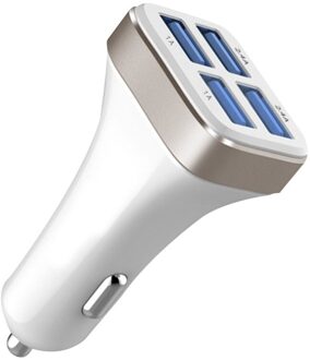 1 Pc 2.4A 4 Usb Poorten Socket Multi Functie Auto Telefoon Oplader (Zwart En Zilver) zoals getoond 3