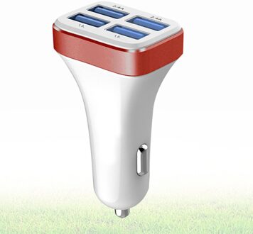 1 Pc 2.4A 4 Usb Poorten Socket Multi Functie Auto Telefoon Oplader (Zwart En Zilver) zoals getoond 4