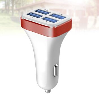 1 Pc 2.4A 4 Usb Poorten Socket Multi Functie Auto Telefoon Oplader (Zwart En Zilver) zoals getoond 4