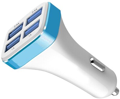 1 Pc 2.4A 4 Usb Poorten Socket Multi Functie Auto Telefoon Oplader (Zwart En Zilver) zoals getoond 5