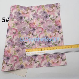 1 Pc 21X29CM Bloemen Gedrukt Glitter Leer Stof, Faux Lederen Lakens Voor Maken Bows Leosyntheticodiy T426A 5