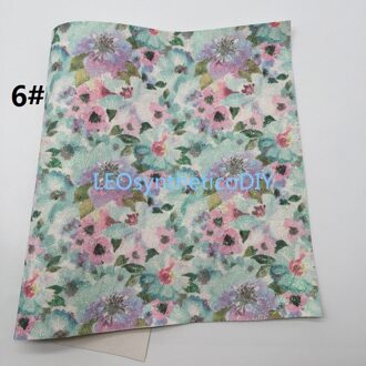 1 Pc 21X29CM Bloemen Gedrukt Glitter Leer Stof, Faux Lederen Lakens Voor Maken Bows Leosyntheticodiy T426A