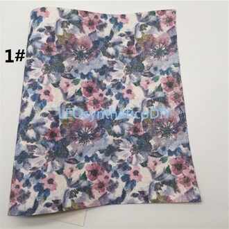 1 Pc 21X29CM Bloemen Gedrukt Glitter Leer Stof, Faux Lederen Lakens Voor Maken Bows Leosyntheticodiy T426A