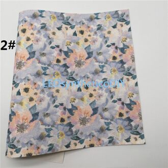 1 Pc 21X29CM Bloemen Gedrukt Glitter Leer Stof, Faux Lederen Lakens Voor Maken Bows Leosyntheticodiy T426A