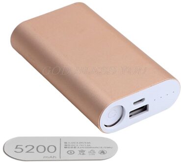 1 Pc 2X18650 Batterij Oplader 5V Usb 5200 Mah Power Bank Case Kit Diy Doos Voor Telefoon gps goud