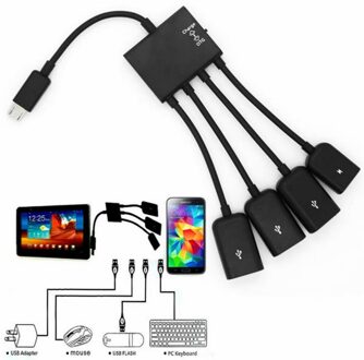 1 pc 4 Port Micro USB voor Android Tablet Computer PC Power Opladen OTG Hub Kabel Connector Spliter