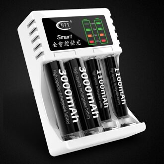 1 Pc 4 Slots Battery Charger Smart Oplaadbare Batterij Opladers 2 Kleuren Voor Aa/Aaa Ni-Mh/Ni-cd Oplaadbare Intelligente Batterij wit