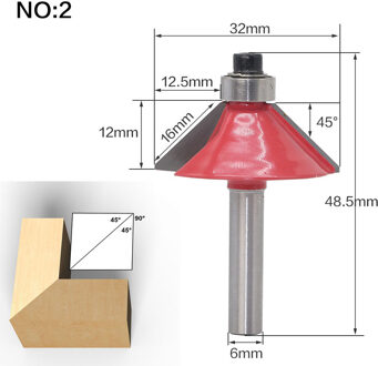1 pc 6mm Shank 45 Graden Afschuining Frezen Rand Vormen Router Bit Met Kogellager Tungsten Twee Fluit frezen Voor Hout nee 2