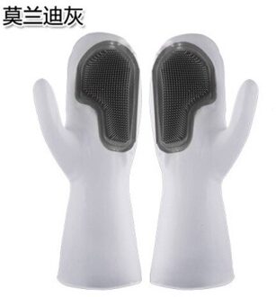 1 Pc Afwassen Schoonmaak Handschoenen Magic Silicone Rubber Afwas Handschoen Voor Huishoudelijke Scrubber Keuken Auto Huisdier Clean Tool Scrub grijs