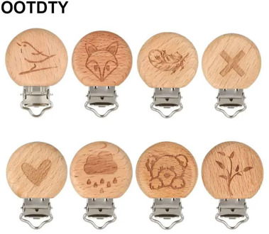 1 pc Baby Beech Wooden Pacifier Clip Baby Teether Rodent Cartoon DIY Pacifier Chain Nipple Holder Accessories Nurse Gift Teethin