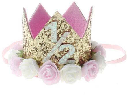 1 PC Baby Meisje Gelukkig Verjaardagsfeestje Hoeden Kid Een Jaar Bloem Princess Crown Hoofdband Baby Douche 1st Verjaardag Decor party Supply 4