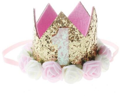 1 PC Baby Meisje Gelukkig Verjaardagsfeestje Hoeden Kid Een Jaar Bloem Princess Crown Hoofdband Baby Douche 1st Verjaardag Decor party Supply