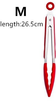 1 Pc Bbq Grillen Tong Salade Serveren Siliconen Voedsel Tong Rvs Metalen Keuken Tang Barbecue Koken Locking Tong rood M