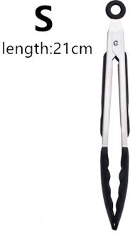 1 Pc Bbq Grillen Tong Salade Serveren Siliconen Voedsel Tong Rvs Metalen Keuken Tang Barbecue Koken Locking Tong zwart S