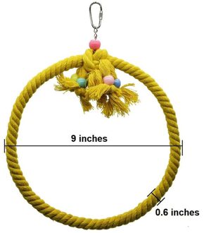 1 Pc Bird Papegaai Speelgoed Kooi Swing Baars Katoenen Touw Ring Speelgoed Voor Kleine En Middelgrote Huisdier Vogel geel M