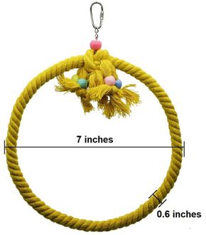 1 Pc Bird Papegaai Speelgoed Kooi Swing Baars Katoenen Touw Ring Speelgoed Voor Kleine En Middelgrote Huisdier Vogel geel S