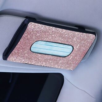 1 Pc Bling Auto Tissue Box Handdoek Sets Auto Zonneklep Tissue Box Houder Auto Interieur Opslag Decoratie Voor Bmw auto Accessoires roze