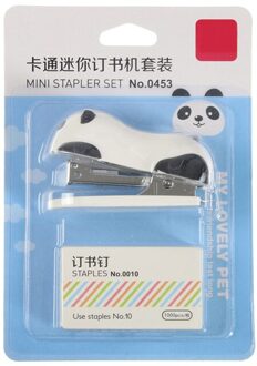1 Pc Cartoon Mini Panda Nietmachine Set School Kantoorbenodigdheden Briefpapier Papier Binding Binder Boek