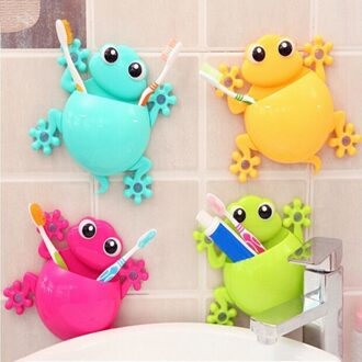 1 Pc Cartoon Sucker Gekko Tandenborstel Muur Zuig Badkamer Sets Tandenborstelhouder Sanitair Accessoires