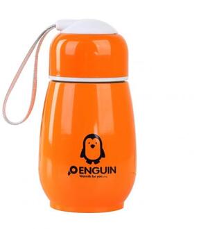 1 Pc Creatieve 300 Ml Thermoskan Outdoor Thermische Cup Pinguïn Koffie Sport Water Fles Mok Draagbare Thuis Gadget Oranje