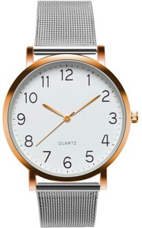 1 Pc Dames Horloge Roestvrij Staal Analoge Quartz Horloge Armband Mode Vrouwen Horloges Simple Dial Mooie Relogio Feminino roos gouden Case