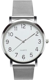 1 Pc Dames Horloge Roestvrij Staal Analoge Quartz Horloge Armband Mode Vrouwen Horloges Simple Dial Mooie Relogio Feminino zilver Case