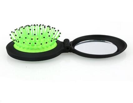 1 Pc Draagbare Make Kam Mini Vouwen Kam Airbag Massage Nuttige Reizen Ronde Rafel Haar Borstel Met Spiegel Vier Kleur groen