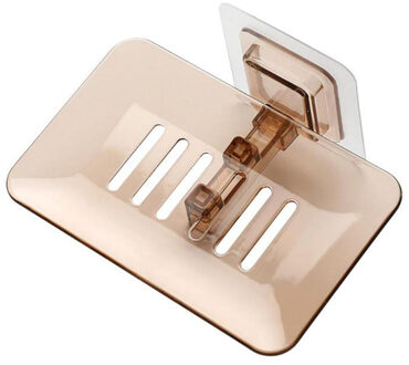 1 pc Duurzaam Creatieve Zeepkist Houder Muur gemonteerde Zeep Rack Zuig up Zeephouder Badkamer Accessoire Punch- gratis Bad Assistant bruin Soap houder