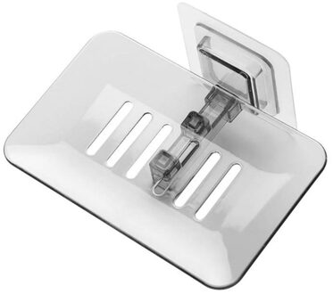 1 pc Duurzaam Creatieve Zeepkist Houder Muur gemonteerde Zeep Rack Zuig up Zeephouder Badkamer Accessoire Punch- gratis Bad Assistant zwart Soap houder