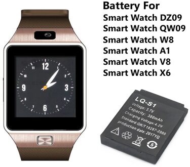 1 Pc Duurzaam LQ-S1 380mah Lithium Polymeer Oplaadbare Li-polymer Li Po Batterij Vervangen Voor Slimme Horloge DZ09 QW09 W8 A1 V8 X6