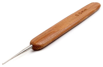 1 pc Een Hoofd Haak Naald Haken Voor Vlechten Haar Maken Bamboe Handvat Met Rvs 0.5mm