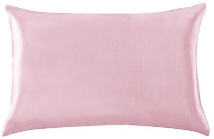 1 PC Effen Kleur Kussensloop Luxe Queen Standaard Zijde Satijn Zachte Natuurlijke Kussensloop Voor Thuis Slaapkamer Nieuwkomers roze
