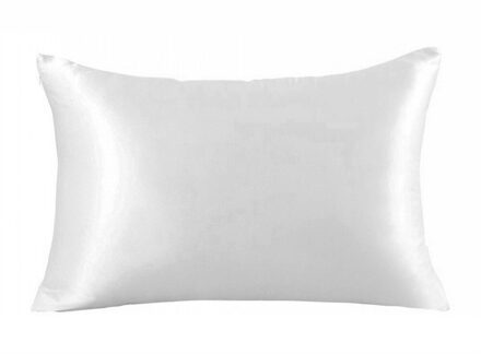 1 PC Effen Kleur Kussensloop Luxe Queen Standaard Zijde Satijn Zachte Natuurlijke Kussensloop Voor Thuis Slaapkamer Nieuwkomers wit